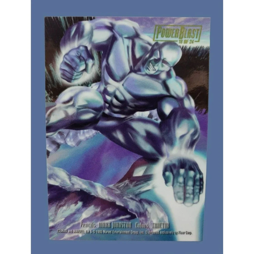1995 Flair Marvel Annual SABRETOOTH #9/24 & ICEMAN #18/24 PowerBlast Set Of 2